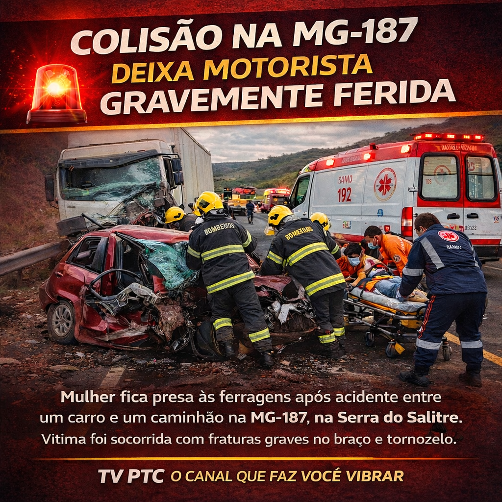 🚨&nbsp;ACIDENTE NA MG-187 DEIXA MOTORISTA GRAVEMENTE FERIDA
