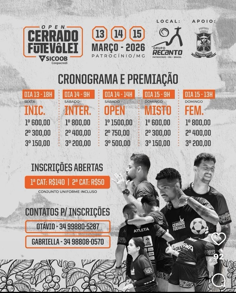 Patrocínio recebe Open Cerrado de Futevôlei em março com premiação em várias categorias